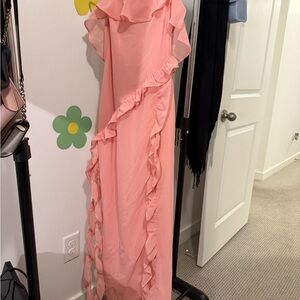 Elegant Pink Ruffle Dress